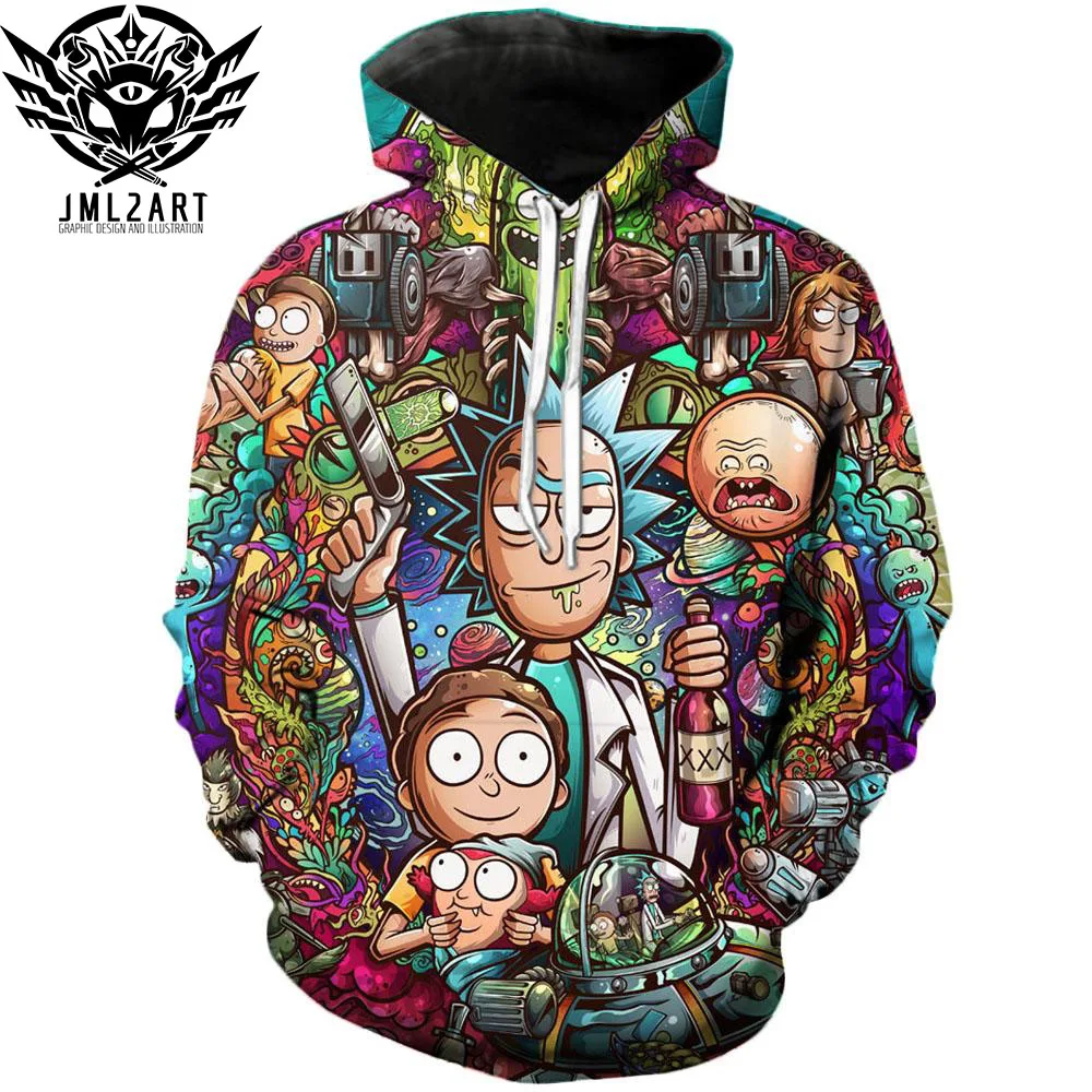 Billig Camiseta De Rick und Morty Hoodies Durch jml2 Kunst 3D Unisex Sweatshirt Männer Marke Hoodie Lässige Pullover Anime Hoodie
