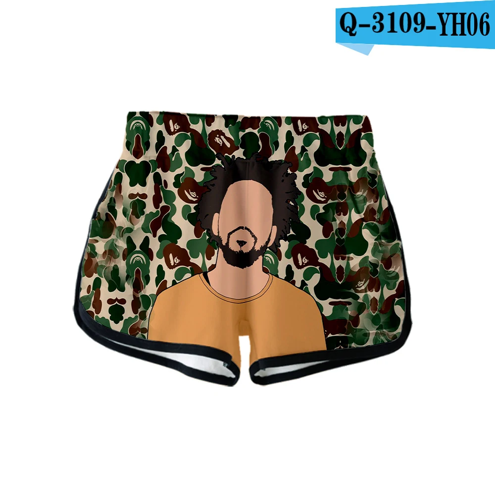 J. Cole/Новинка, женские шорты с 3D принтом, коллекция года, модные шорты в уличном стиле, лидер продаж, Повседневная летняя одежда для девочек - Цвет: Серебристый