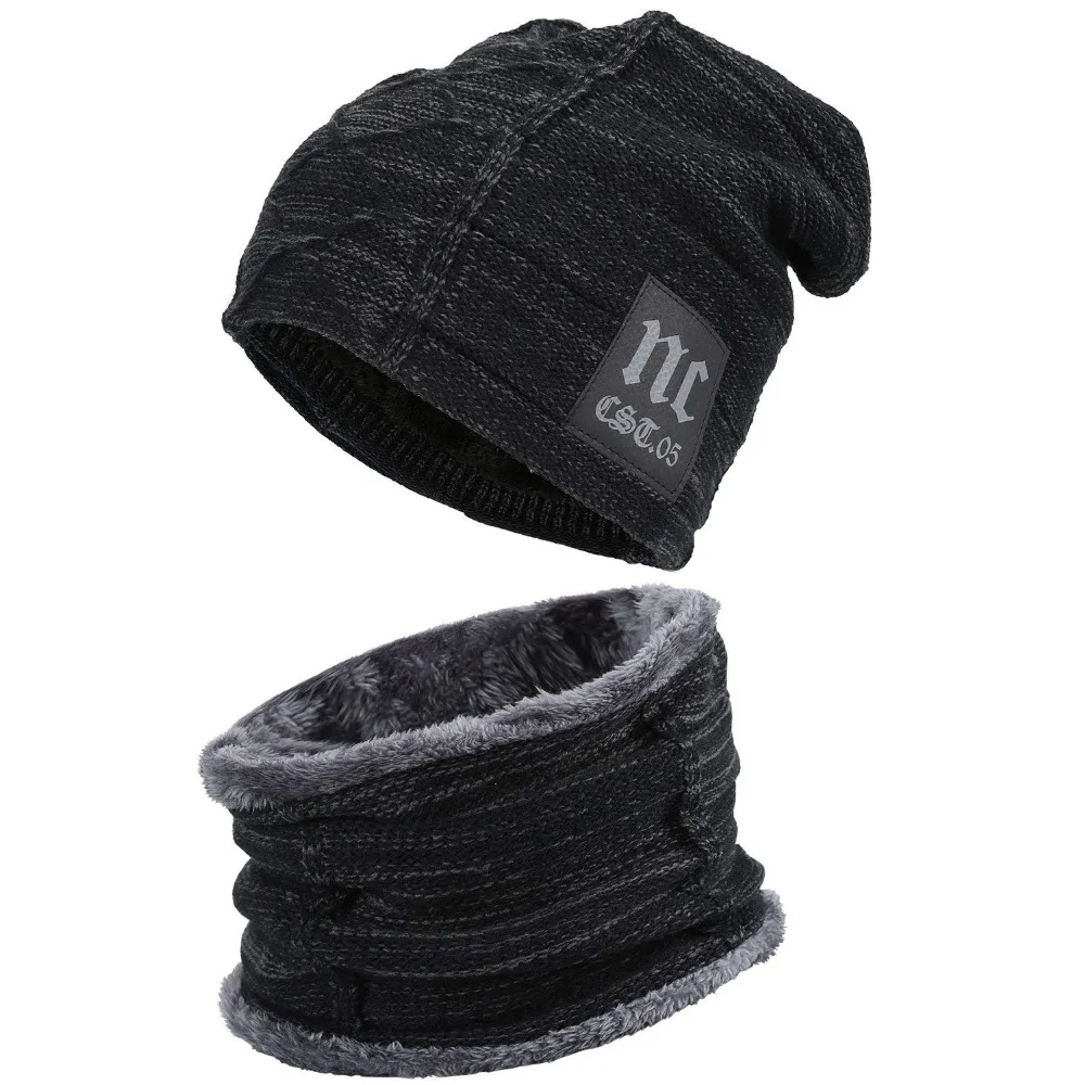 Cyiecw Winter Beanie Hat Schal und Maskenset 3-teilig Slouchy Snow Knit Skull Cap Infinity Schals f/ür Frauen