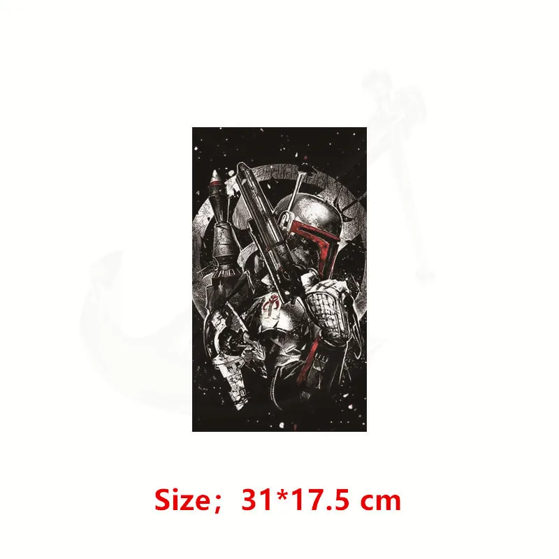 Европейский черный стиль StarWars патч для одежды 31*17,5 см Железный На пластырь Diy Футболка термопереводная наклейка плакат