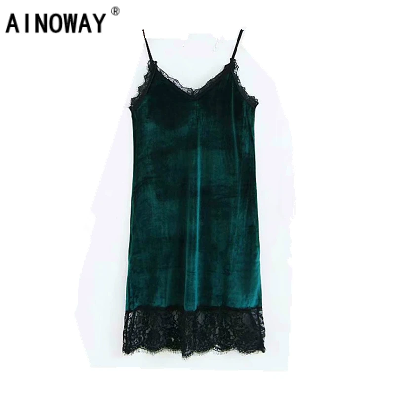 

Vintage chic Women lace patchwork velvet beach long sexy Spaghetti Strap midi dress Ladies sleeveless dress vestidos