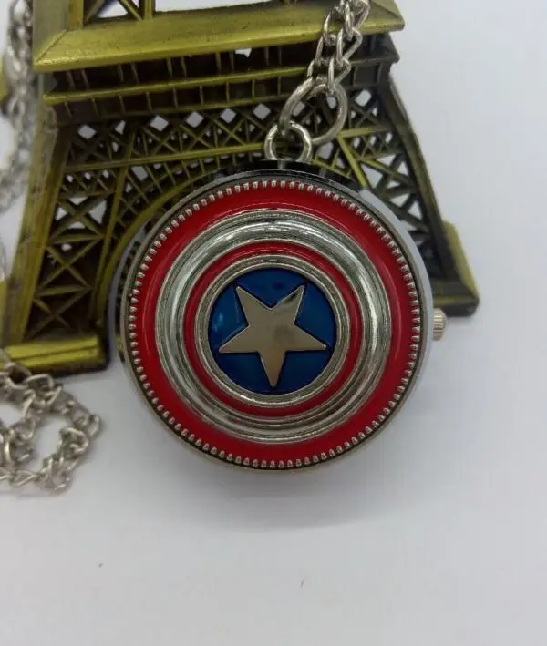 Новый Капитан Америка значок кварцевые карманные часы звезда кулон Цепочки и ожерелья Цепь для Для мужчин Для женщин детей рождественские