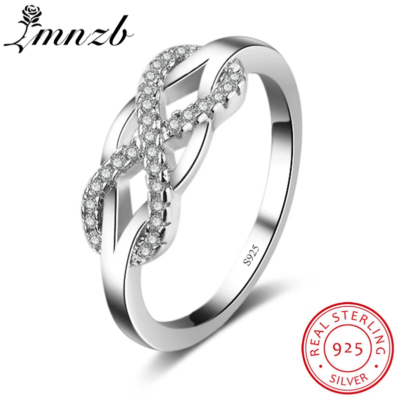 

LMNZB Fashion Real 925 Sterling Silver Rings 8 Shape CZ Zircon Rings For Women Luxury Wedding Engagement Jewelry Gift LZR693