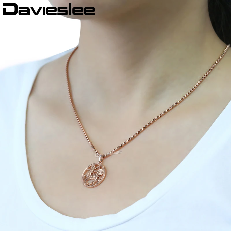 Davieslee ожерелье с подвеской со знаком зодиака для женщин и мужчин, Женское Ожерелье s 12, Созвездие 585, розовая подвеска, позолоченный подарок LGPM21