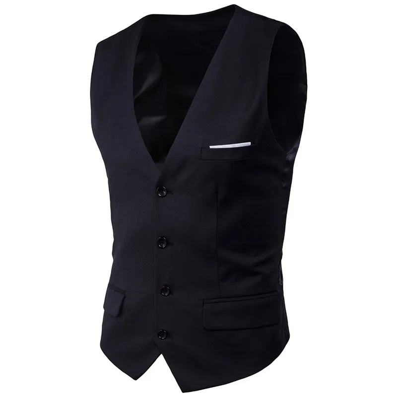 Suit vest men's business formal banquet groom married Slim Plus size multi-color V-neck single-breasted vest 2019 New
