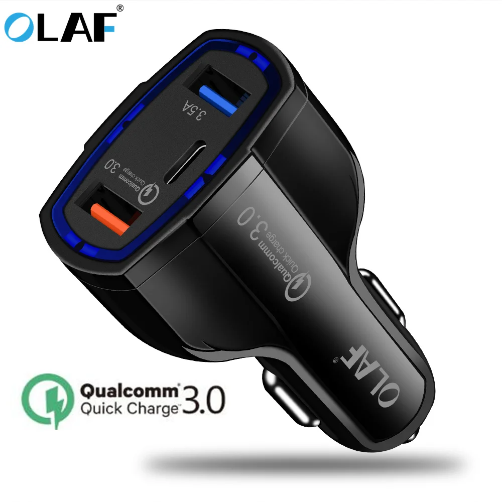 

OLAF Car Charger Dual USB Quick Charge 3.0 QC3.0 Mobile Phone Charger Type C PD Fast Charge For iPhone X 7 Samsung Phone Charger