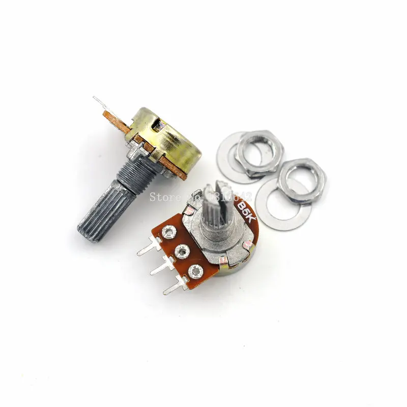 5PCS LOT 20mm Shaft WH148 B5K 5K Linear Potentiometer With Nuts And Washers 3pin Single Joint
