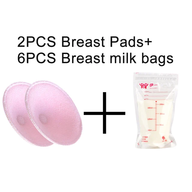 4Pcs Breast Absorbent Pads Feeding Nursing Reusable Soft Cotton Mum Spill Prevention Pads Bra Washable With Breast Milk Bag