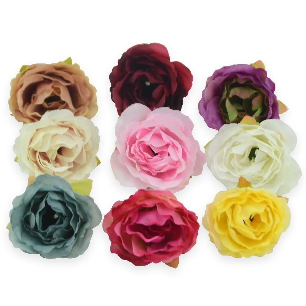 

10pcs European Artificial Silk Peony Flower Heads for Wedding Home Party Decoration DIY Bride Bouquet Cheap Mini Fake Flower