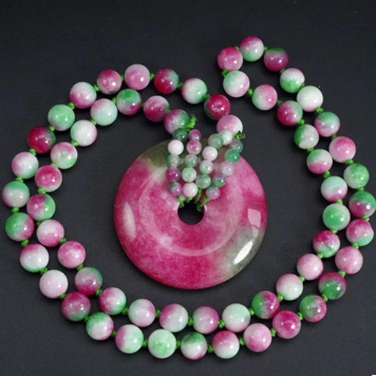 

Natural jade Colorful jade pendant Pendant Necklace buckle peach Round Pendant pingan Pendant Necklace
