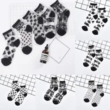 Носки женские модные хлопковые носки Harajuku модные сетчатые стеклянные шелковые ультратонкие прозрачные носки хрустальные летние носки Streetwear-50