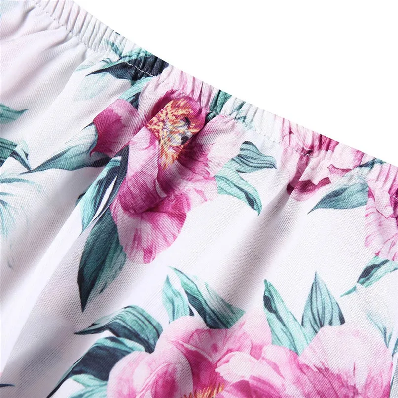 New Women Beach Dress One-Shoulder Strapless Dress Floral Print Beach Skirt Beach pareo Beach wear Family Clothes #3j03#F (12)