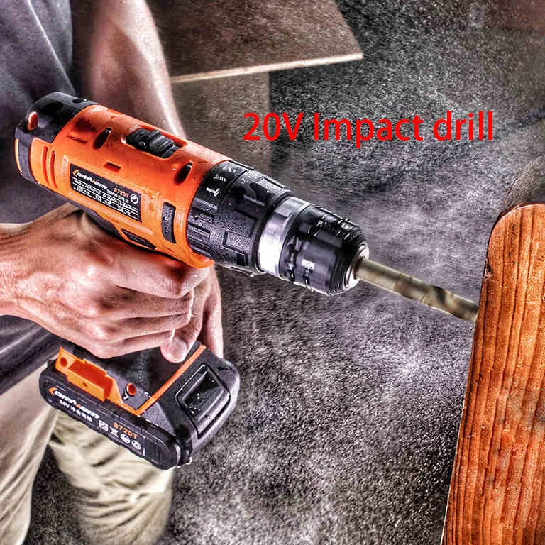20V 21stalls Two-Speed Lithium Battery Cordless precision Screwdriver Impact Drill Electric Hammer Drill Concrete wall Wood tool (6)