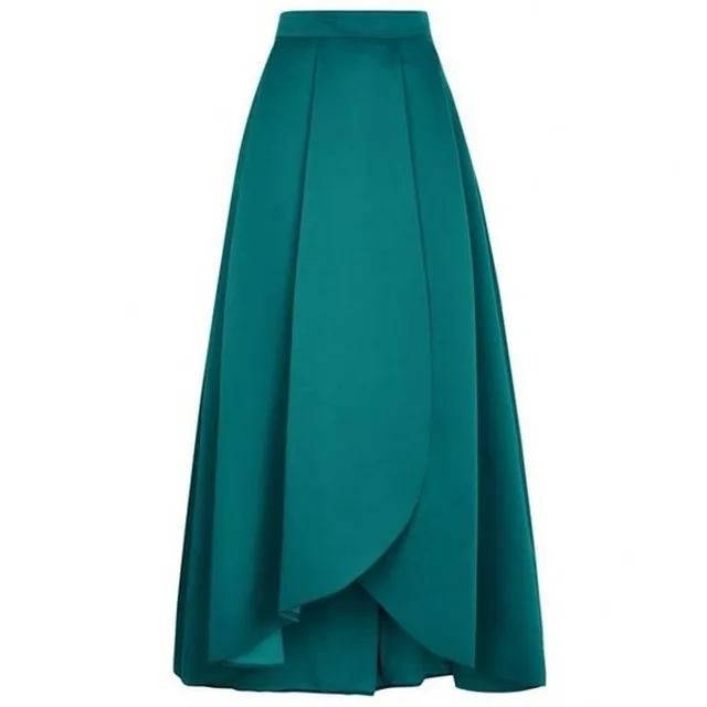 dark green pleated maxi skirt