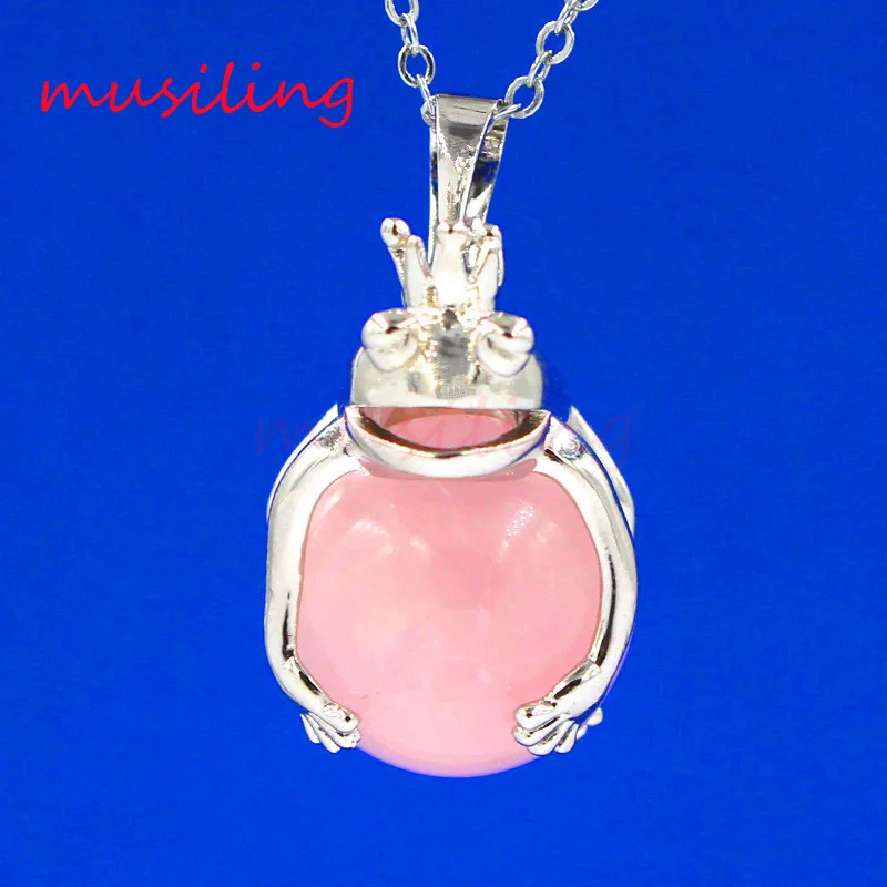 Crown Frog Prince Bead Natural Stone Pendant Necklace Tigerite Opal Etc