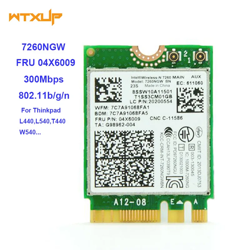 

Wireless-N for intel 7260NGW 7260 BN WIFI NGFF NETWORK CARD For Lenovo/Thinkpad L540 X240 T440 T440P T440S FRU 04X6009 04W3830