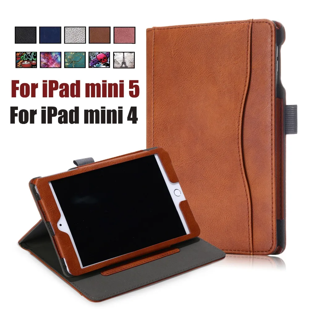 

Genuine Leather Case For Apple New iPad mini 5 Luxury Stand Folio Flip Skin Magnetic Smart Cover Case for iPad mini 4