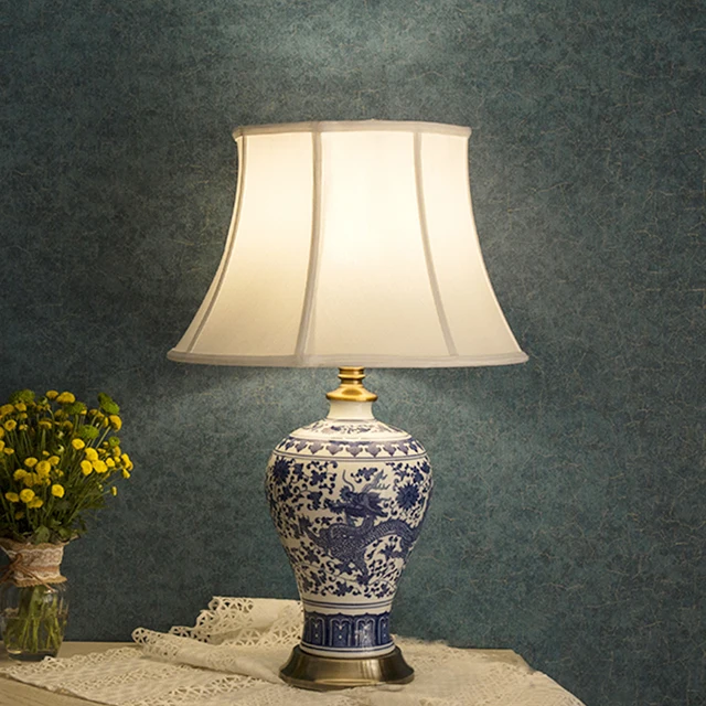 Blue And White Jingdezhen Chinese Ceramic Table Lamp Bedroom Living Blue And White Jingdezhen Chinese Ceramic Table Lamp Bedroom Living Room Dining Decoration Dragon