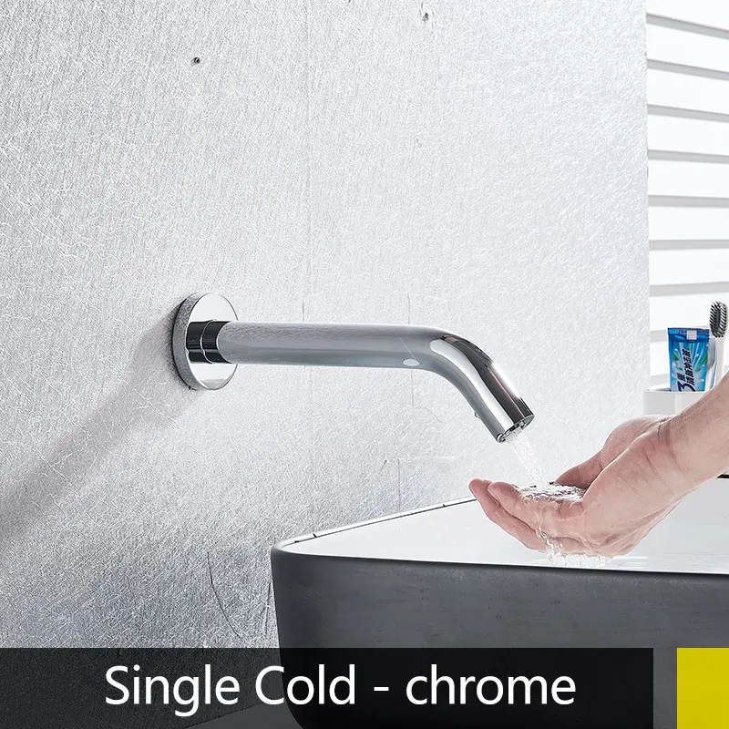 Черненая chorme короткая или высокая автоматическая ручная сенсорная ванная раковина столешница для крана горячая и холодная или Одиночная холодная Громкая связь Touch less - Цвет: Single Cold -Chrome