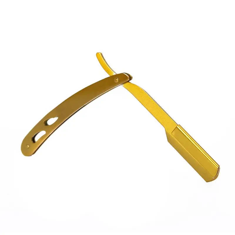 1pc High Quality Pro Stainless Steel Straight Razor Durable Folding Edge Barber Razor Gold Shaving Shaver