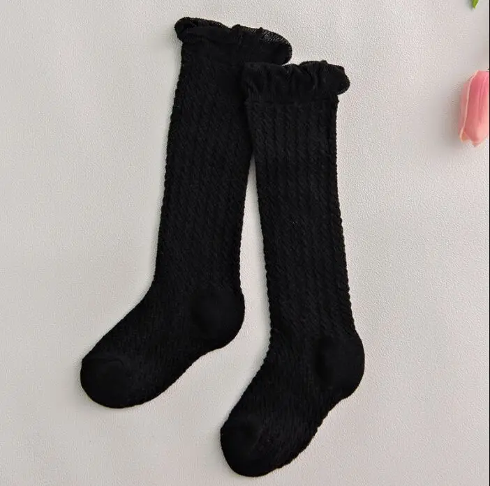 Носки для девочек, 5 цветов, детские гольфы, детские гольфы для новорожденных мальчиков и девочек, детские летние сетчатые носки для детей 0-6 лет - Цвет: Socks Black
