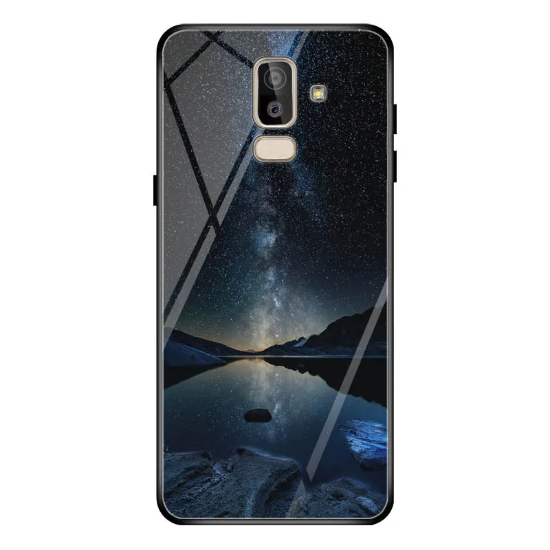 Goterfly стекло чехол для телефона для samsung Galaxy J8 окрашенный защитный чехол-накладка на заднюю панель Чехлы samsung Galaxy J8 принципиально j810 j810f - Цвет: E05