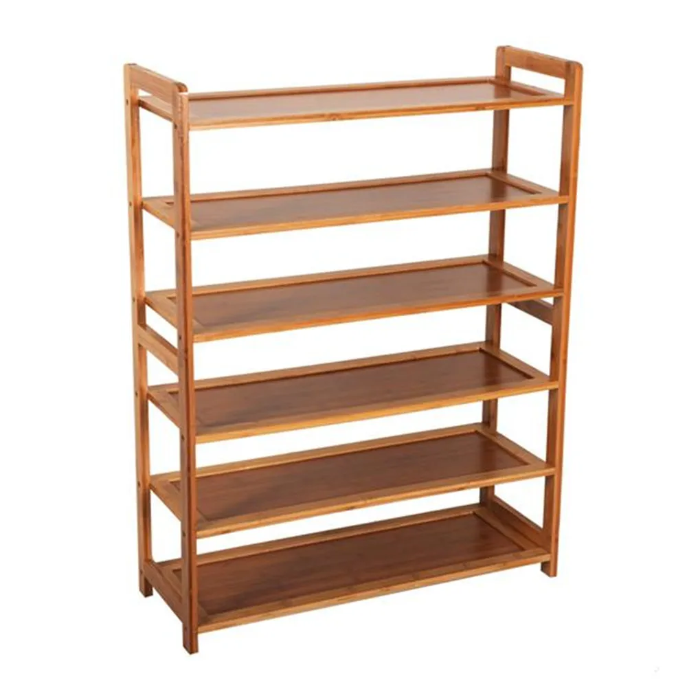 

Concise Rectangle 6 Tiers Bamboo Shoe Rack Multilayer Special Offer Shoe Hanger Room Natural Wood Household Shelves