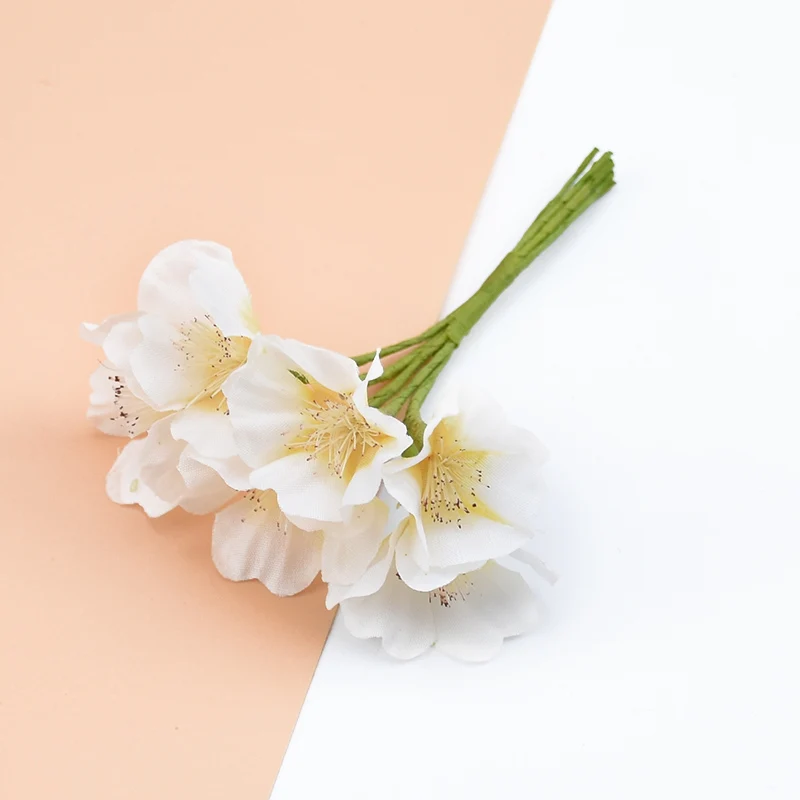 6 шт. шелковые милые цветущие вишни декоративные цветы венки Свадебные украшения для дома аксессуары DIY Подарочная коробка искусственные цветы