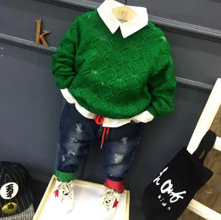 

Baby boy autumn and winter clothing suit baby sweater + shirt + jeans 3 sets of casual new boys clothes 2-6 years