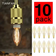 TIANFAN Edison ЛАМПЫ старинная лампочка C35 спиральная нить вольфрамовая нить из углеродного волокна 40 Вт 220/240 в E14 декоративная лампа накаливания