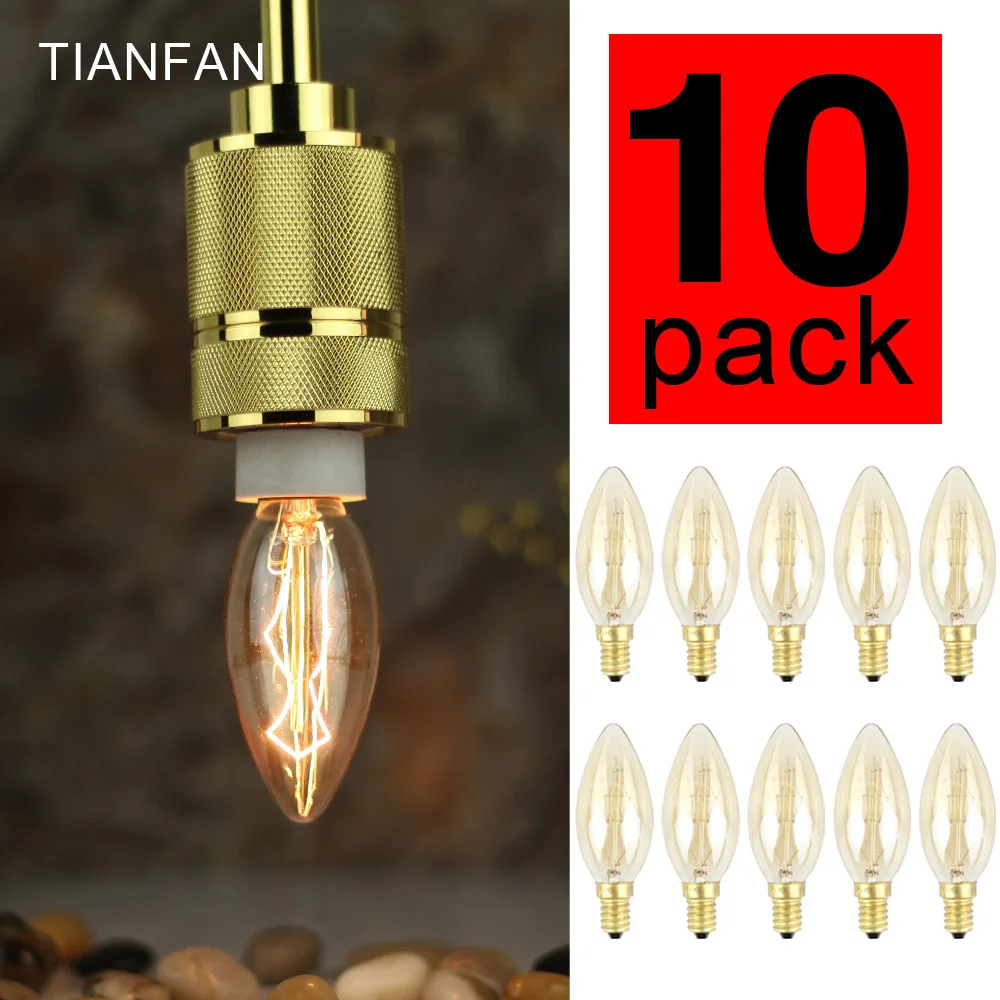 

TIANFAN Edison Bulbs Vintage Light Bulb C35 Spiral Filament Tungsten Filament Carbon 40W 220/240V E14 Decorative Light Bulb