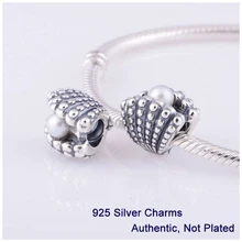 Granos DIY Adapta Pulseras Pandora Auténtica Plata de Ley 925 Encantos de Joyería de Concha con Blanco Perla Regalo L322