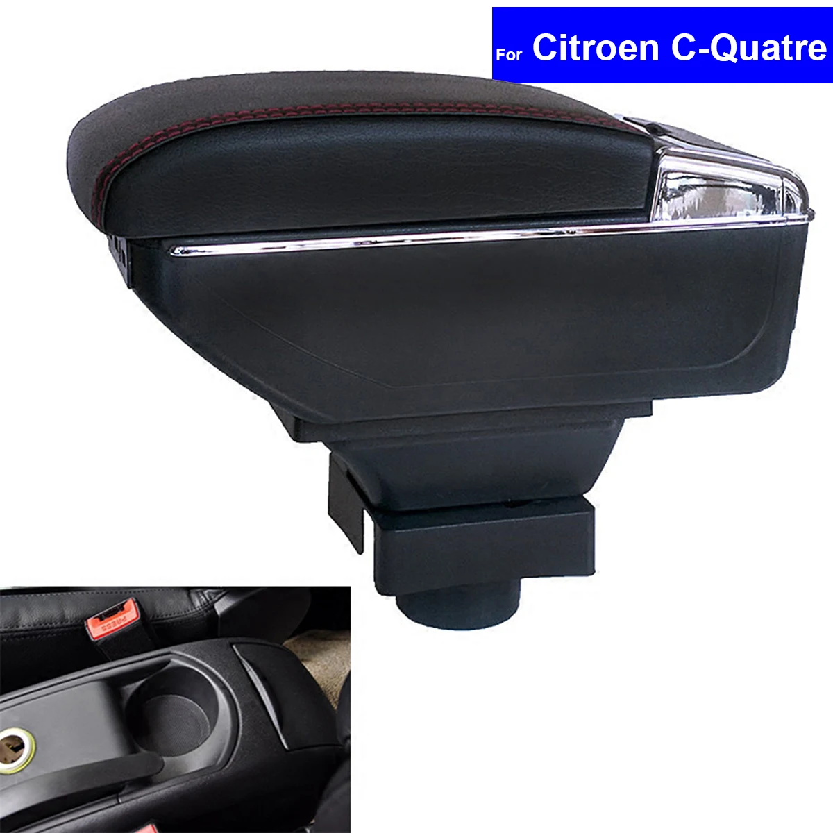 

Leather Center Console Armrest Storage Box for Citroen C-Quatre Hatchback Sedan 2008 2009 2010 2011 Armrests Free Shipping