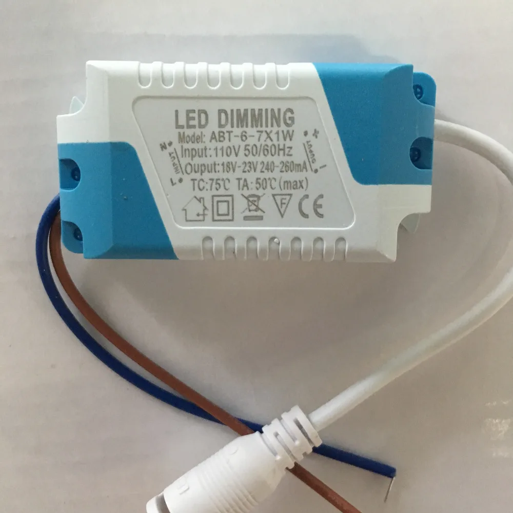 

Dimmer Driver 6-7x1W DC 18-23V 240-260mA 6W-7W Constant Current AC 110 / 220V For Dimmable LED Lamp/panel light