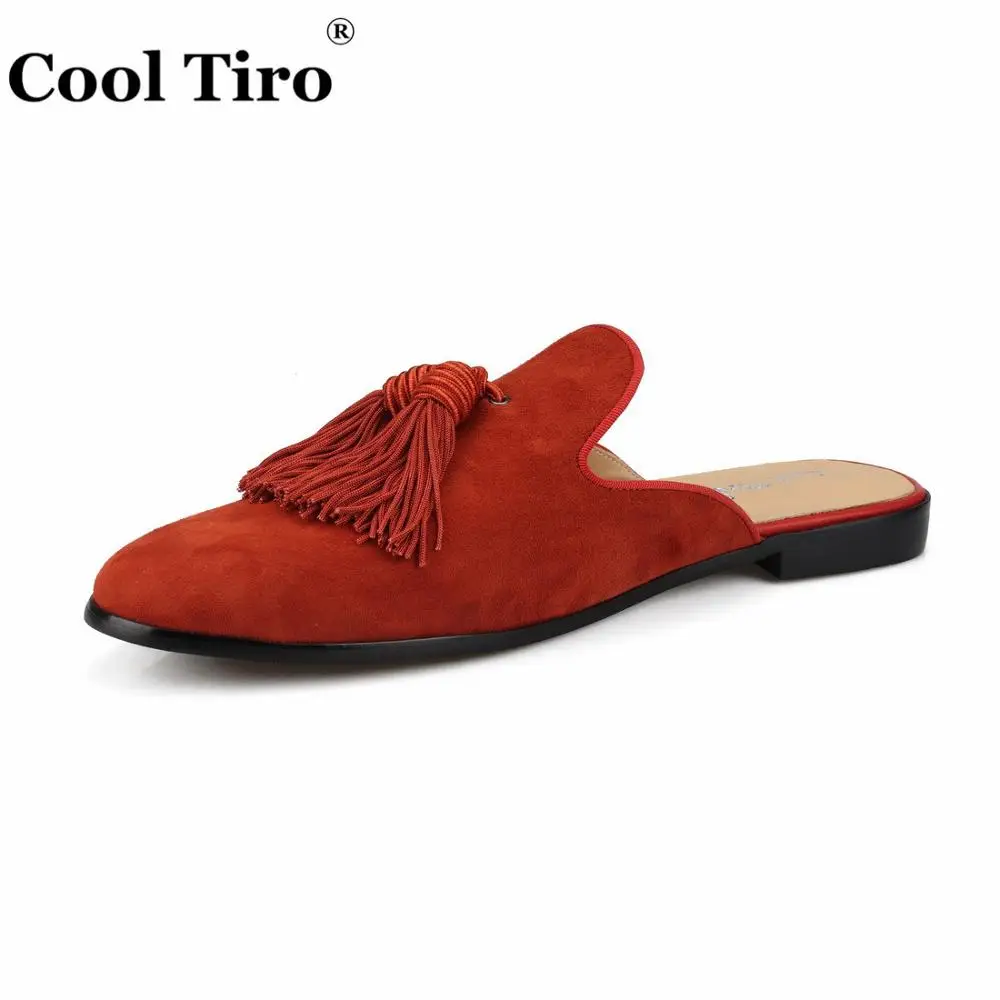 Cool Tiro/карамельные Замшевые мужские шлепанцы с кисточками домашние и вечерние туфли ручной работы на плоской подошве без застежки повседневная обувь из натуральной кожи