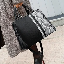 Женские большие кожаные сумки Capasity, модная сумка-тоут со змеиным узором, высококачественные сумки, большой размер, повседневный клатч, сумка на плечо