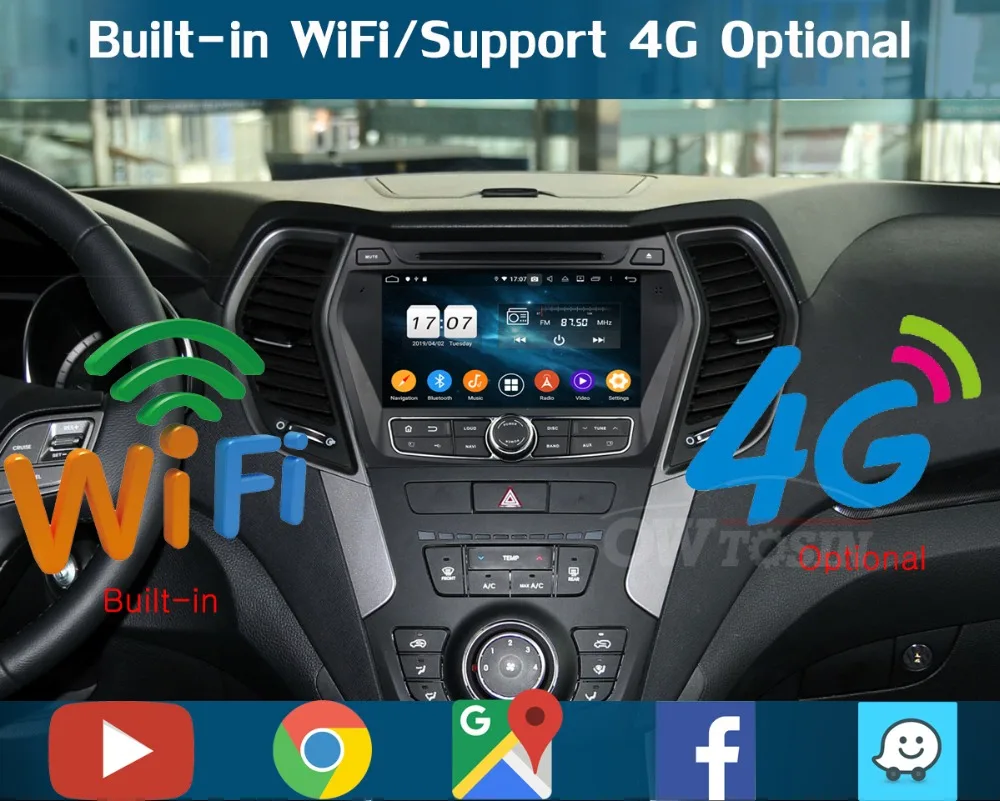 Best 8" IPS 8Core 4G RAM+64G ROM Android 9.0 Car DVD Radio GPS Navi For Hyundai IX45 Santa FE 2013 2014 2015 2016 DSP CarPlay 9