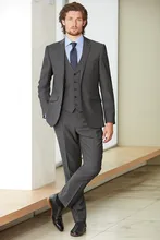 2017 Latest Coat Pant Design Smoking Grey Men Suit Jacket Slim Fit 3 Piece Tuxedo Prom Style Custom Groom Blazer Terno Masculino