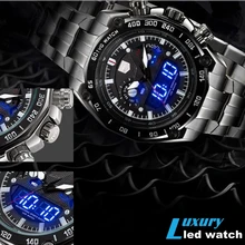 TVG новые роскошные модные многофункциональные стальные кварцевые военные армейские Светящиеся светодиодный указатель мужские спортивные часы водонепроницаемые цифровые часы