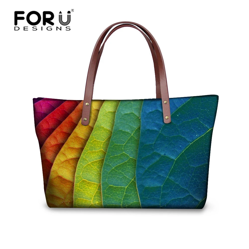 

FORUDESIGNS Leaves Printed 3D Custom Pattern for Women Large Tote Bag Personalized Shoulder Bags for Teen Girls Female Hand Bag