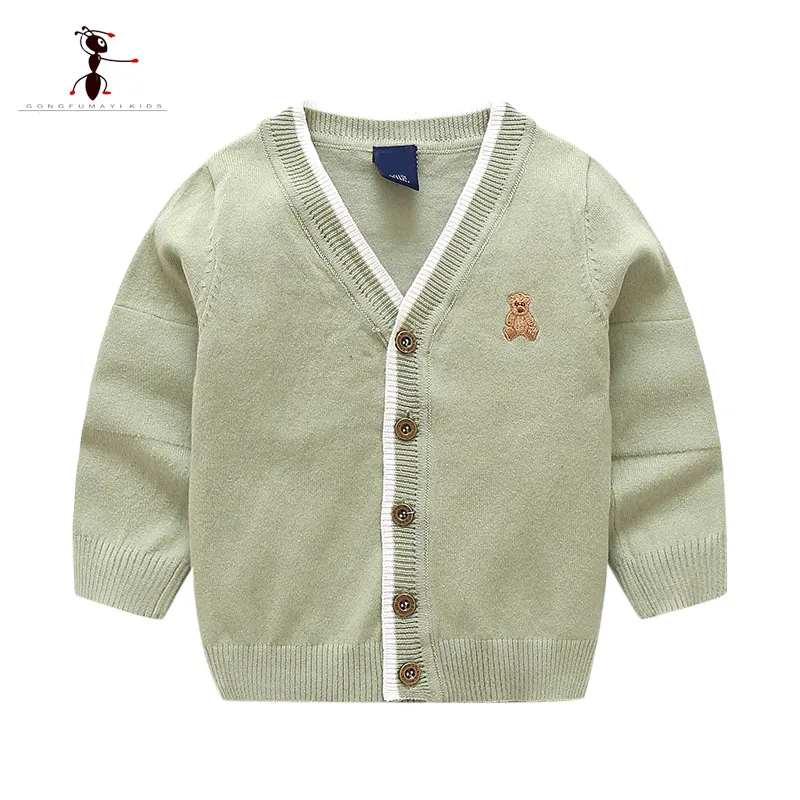 

Kung Fu Ant 2018 Autumn Cardigan Knitted Sweaters for Boys V-Neck Full Sleeve Woolen Casual Children Clothes Boys Sweaters 1501