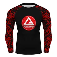 Custom Gracie Barra Carlos GR бразильский джиу джитсу компрессионная рубашка с длинным рукавом Gym gi bjj rashguard футболка GB Мужская футболка