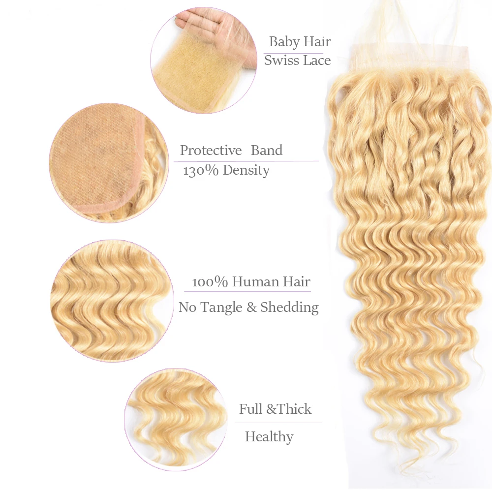 Beaufox 613 Blonde Bundles With Closure Indian Deep Wave 3 Bundles With Closure Remy 613 Human Hair Weave Extension Beaufox 613 Blonde Bundles With Closure Indian Deep Wave 3 Bundles With Closure Remy 613 Human Hair Weave Extension