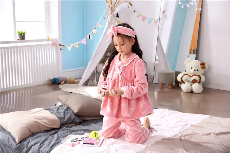 Комплект рождественских пижам, детская Фланелевая пижама, детская одежда для сна из кораллового флиса, пижамы для маленьких девочек, зимняя одежда, пижамы, одежда для сна