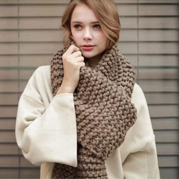 Kopen Mode populaire herfst winter stijl warm mannen en vrouwen sjaal Unisex streep Pashmina Wol breien roze zwart kaki sjaal