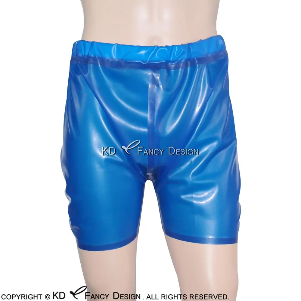 Sexy Latex Boxer Shorts With Elastic Band Open Hole Rubber Boy Shorts