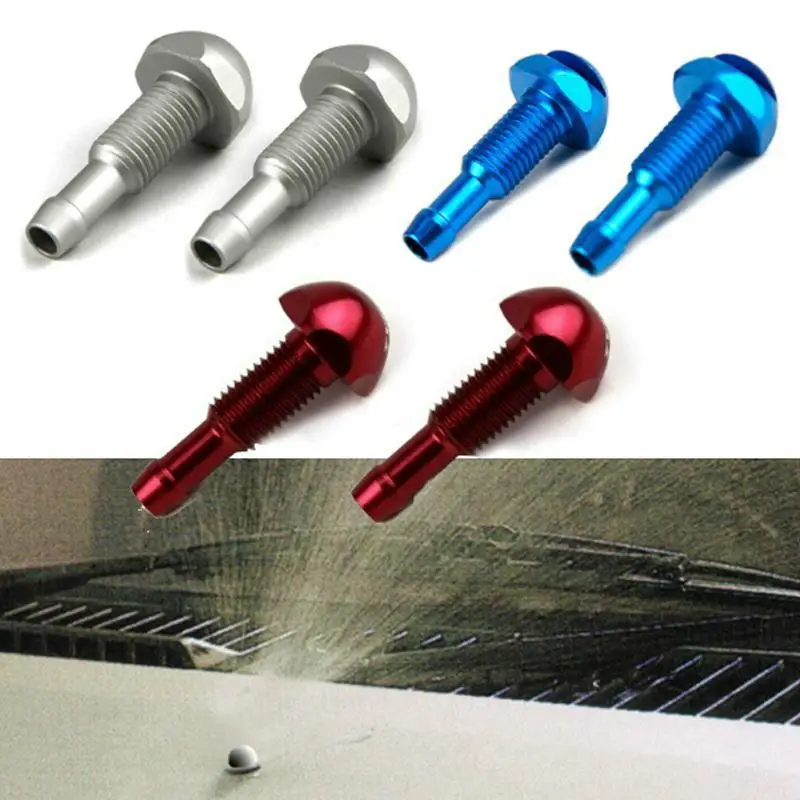 

2PCS Car Auto Vehicle Windshield Spray Nozzle On Front Hood Bonnet Wiper Washer Spray Eyes fan-shaped injection 3 Colors options