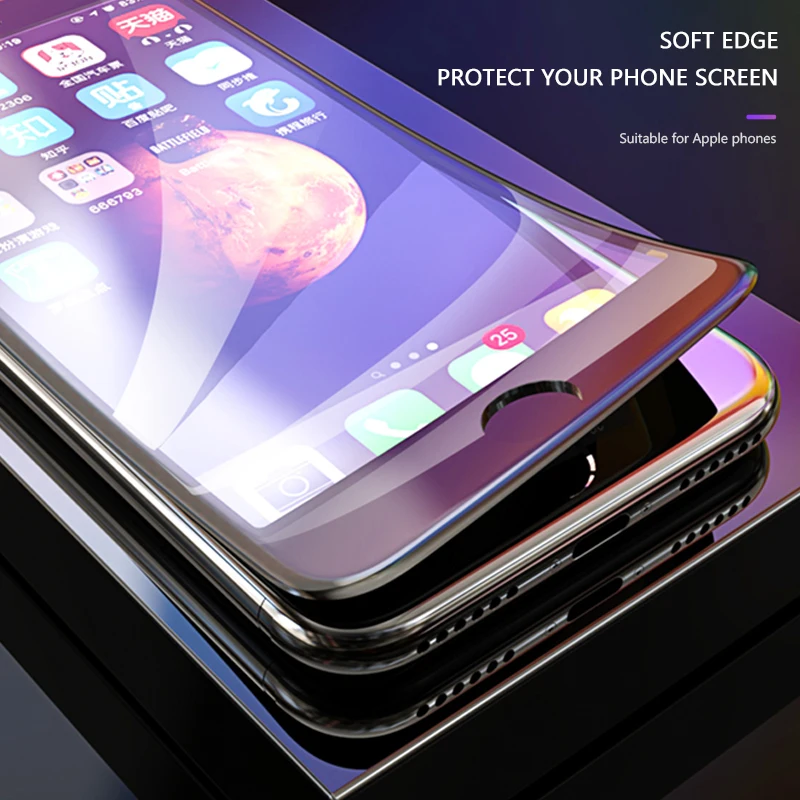 PZOZ schutz glas auf die für iphone 7 8 plus x screen protector gehärtetem glas 3D Weiche kante vol