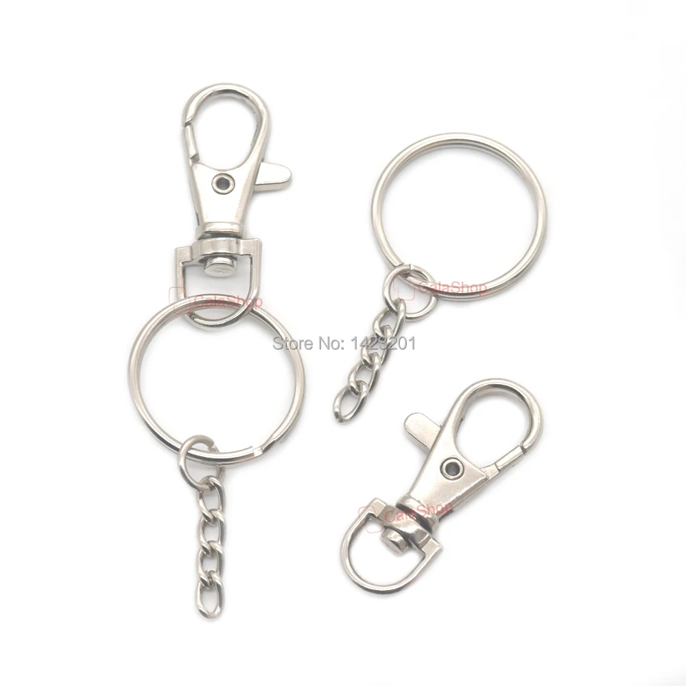 10/25/100 Pcs / Lot Metal Keyring Keychain with Swivel Clasps Lobster