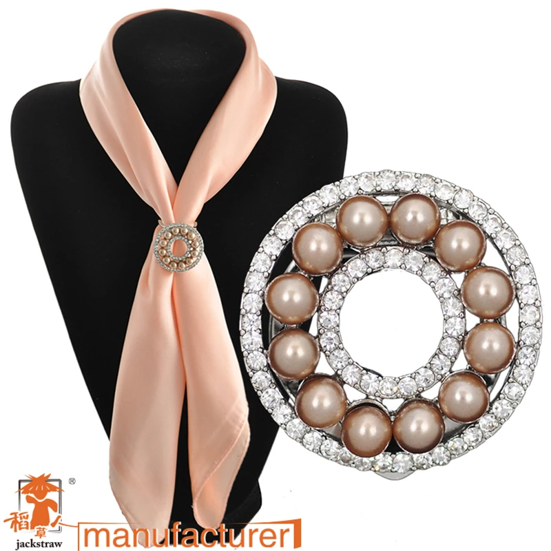

2018 модная брошь серебряные шелковые шарфы Пряжка Круглый венок с блестящими жемчужинами ювелирные изделия подарок для женщин